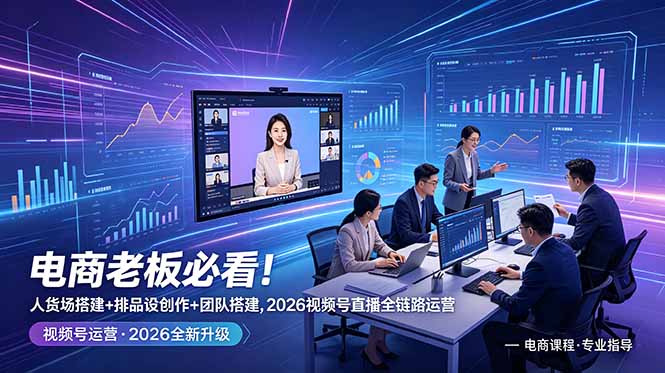 电商老板必看!人货场搭建+排品设计+素材创作+团队搭建,2026视频号直播全链路运营-项目汇