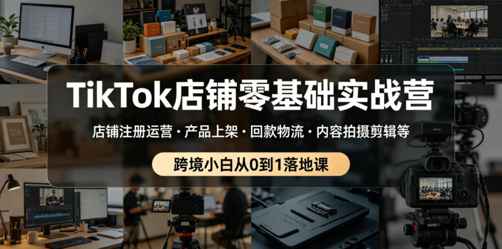 TikTok店铺零基础实战营,店铺注册运营・产品上架・回款物流・内容拍摄剪辑等 ,跨境小白从0到1落地课-项目汇