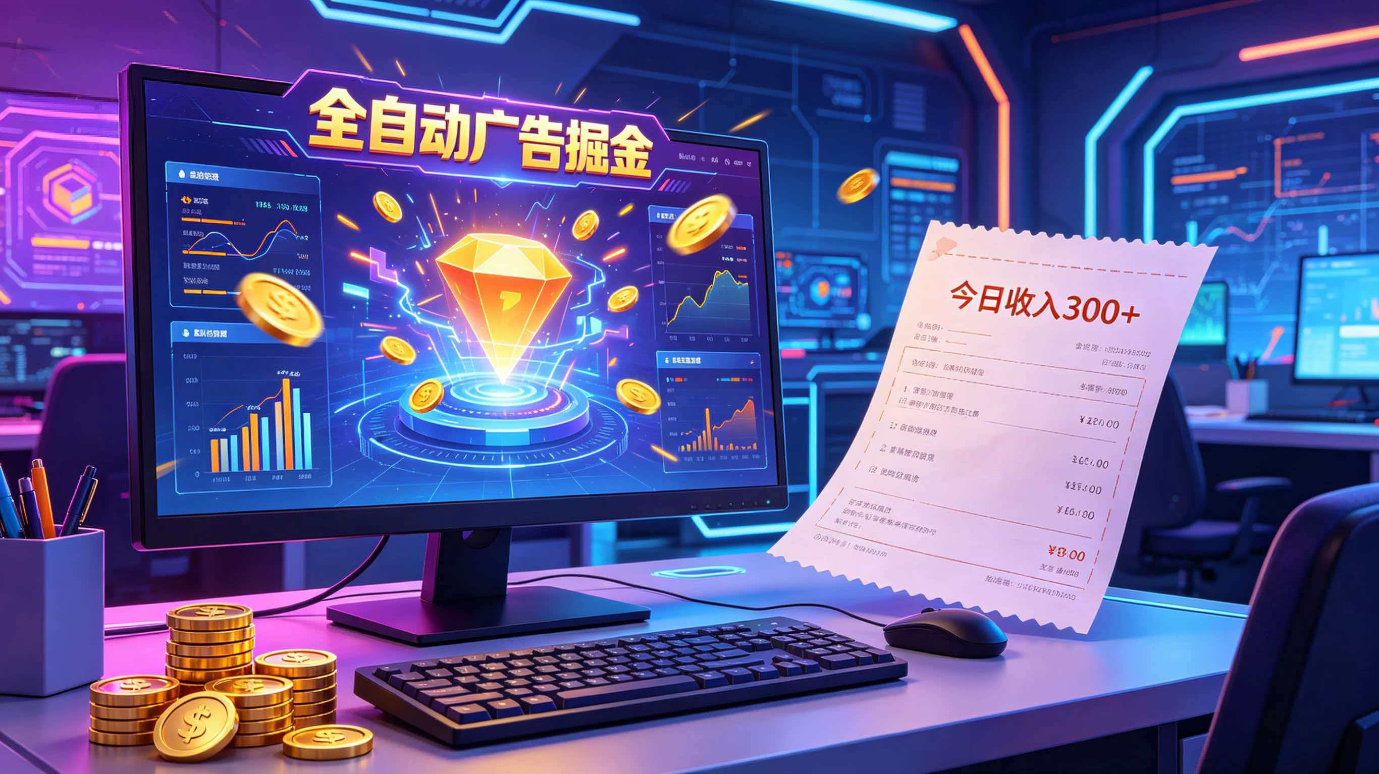 全自动广告掘金,日入300+。全程Ai自动化运行,解放双手,时间自由。收益稳定-项目汇