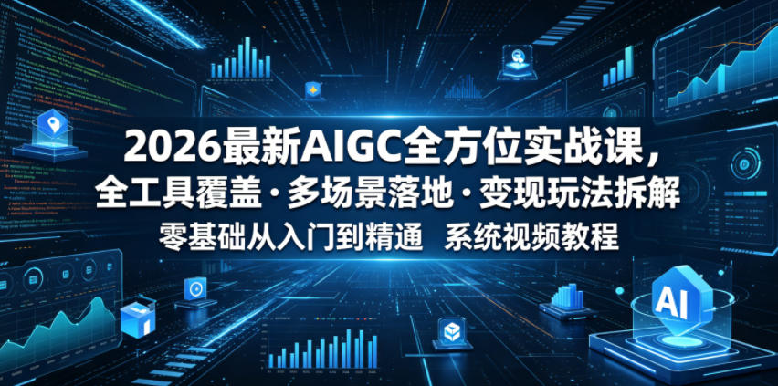 2026最新AIGC全方位实战课,全工具覆盖・多场景落地・变现玩法拆解,零基础从入门到精通系统视频教程-项目汇