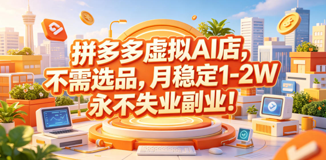 拼多多虚拟AI店,不需选品,月稳定1-2W,永不失业副业!【揭秘】-项目汇