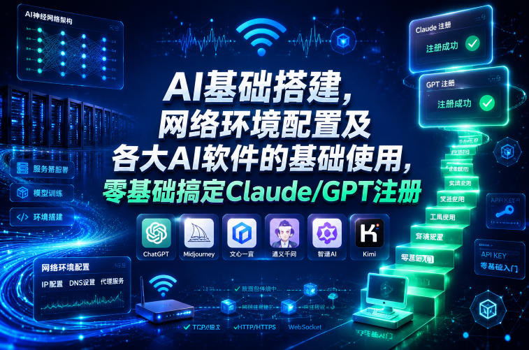 AI基础搭建,网络环境配置及各大AI软件的基础使用,零基础搞定Claude/GPT注册-项目汇