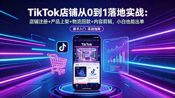 TikTok店铺从0到1落地实战:店铺注册+产品上架+物流回款+内容剪辑,小白也能出单-项目汇