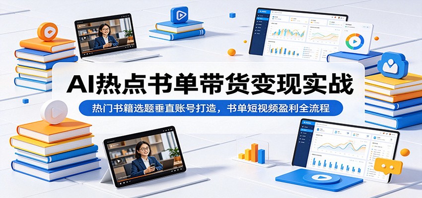 AI热点书单带货变现实战：热门书籍选题垂直账号打造，书单短视频盈利全流程-项目汇