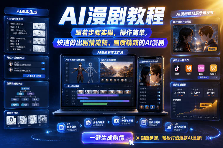 AI漫剧教程，跟着步骤实操，操作简单，快速做出剧情流畅、画质精致的AI漫剧-项目汇