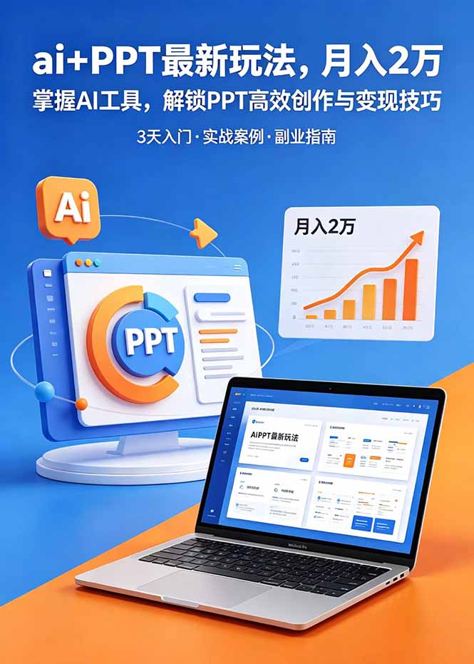 ai+PPT最新玩法,月入2万掌握AI工具,解锁PPT高效创作与变现技巧3天入门,实战案例·副业指南-项目汇