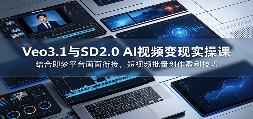 Veo3.1与SD2.0 AI视频变现实操课课:结合即梦平台画面衔接,短视频批量创作盈利技巧-项目汇