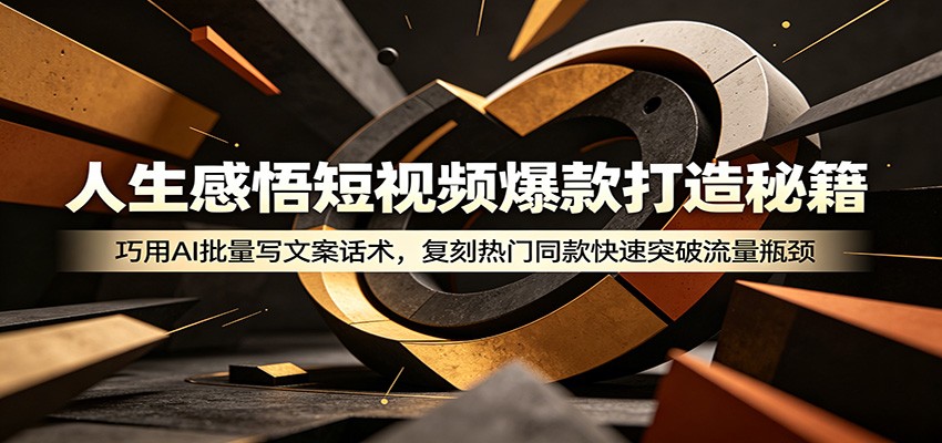 人生感悟短视频爆款打造秘籍:巧用A 批量写文案话术,复刻热门同款快速突破流量瓶颈-项目汇