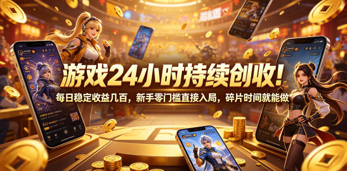 游戏24小时持续创收!每日稳定收益几百,新手零门槛直接入局,碎片时间就能做【揭秘】-项目汇