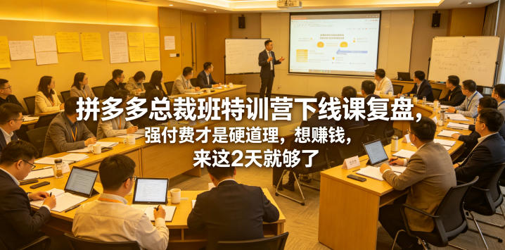 拼多多总裁班特训营下线课复盘,强付费才是硬道理,想賺钱,来这2天就够了-项目汇