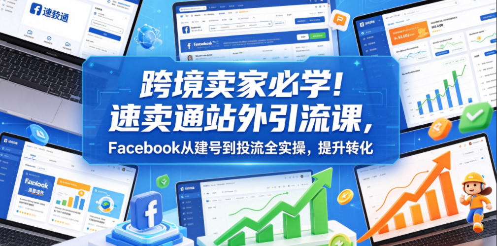 跨境卖家必学！速卖通站外引流课，Facebook从建号到投流全实操，提升转化-项目汇