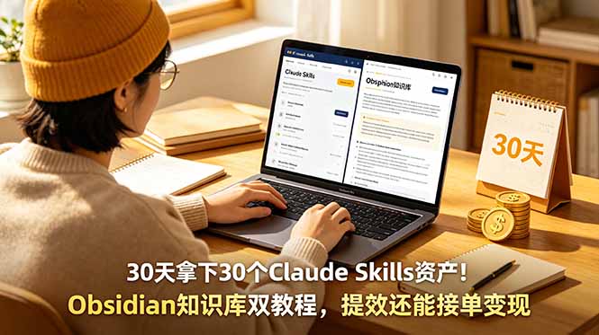 30天拿下30个Claude Skills资产!Obsidian知识库双教程,提效还能接单变现-项目汇