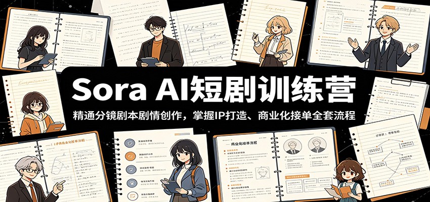 Sora AI短剧训练营:精通分镜剧本剧情创作,掌握IP打造、商业化接单全套流程-项目汇