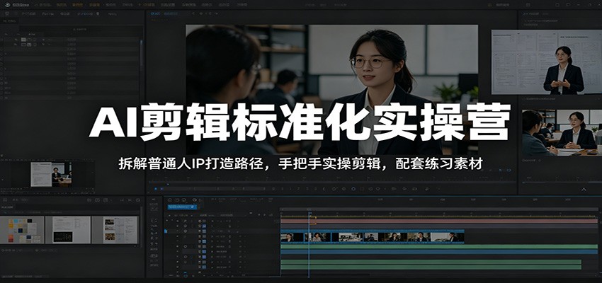AI剪辑标准化实操营：拆解普通人IP打造路径，手把手实操剪辑，配套练习素材-项目汇