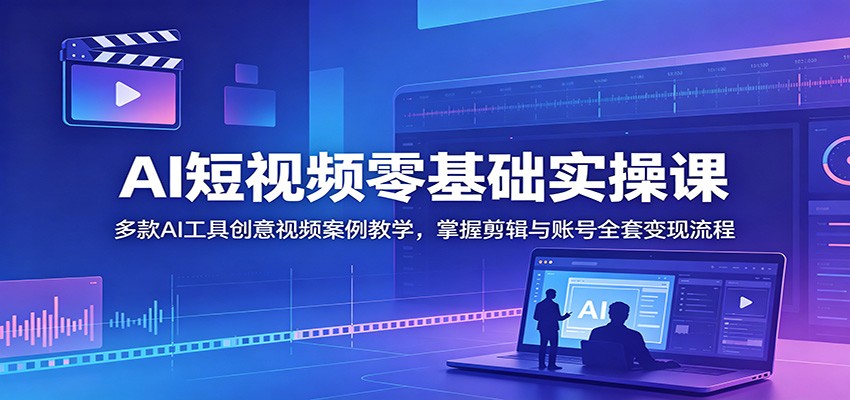 AI短视频零基础实操课:多款AI工具创意视频案例教学,掌握剪辑与账号全套变现流程-项目汇