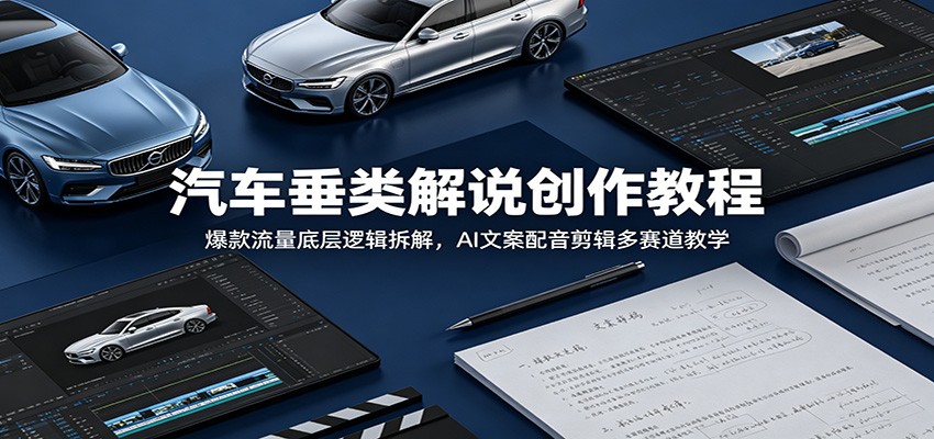 汽车垂类解说创作教程:爆款流量底层逻辑拆解,AI文案配音剪辑多赛道教学-项目汇