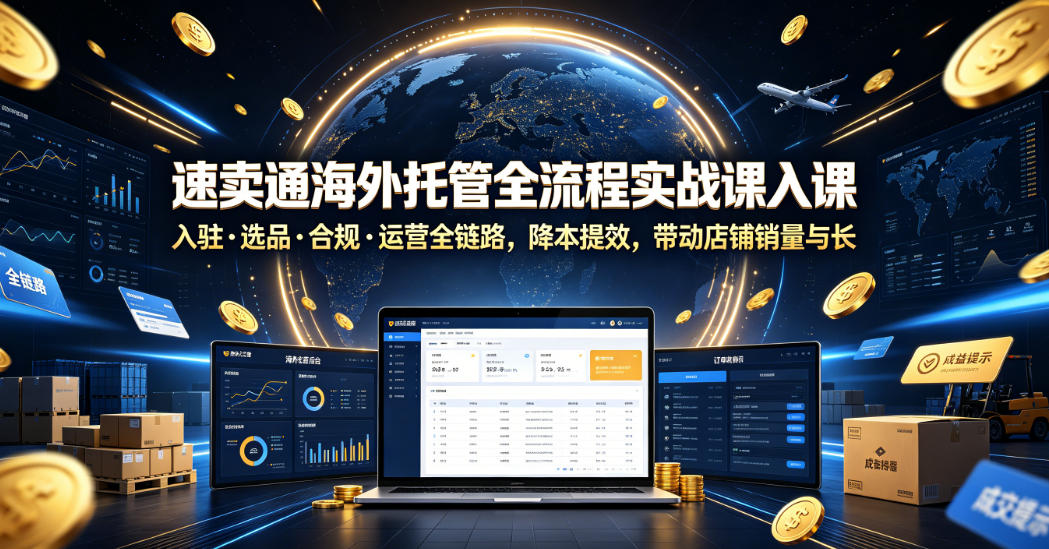 速卖通海外托管全流程实战课入驻・选品・合规・运营全链路,降本提效,带动店铺销量与收益增长-项目汇