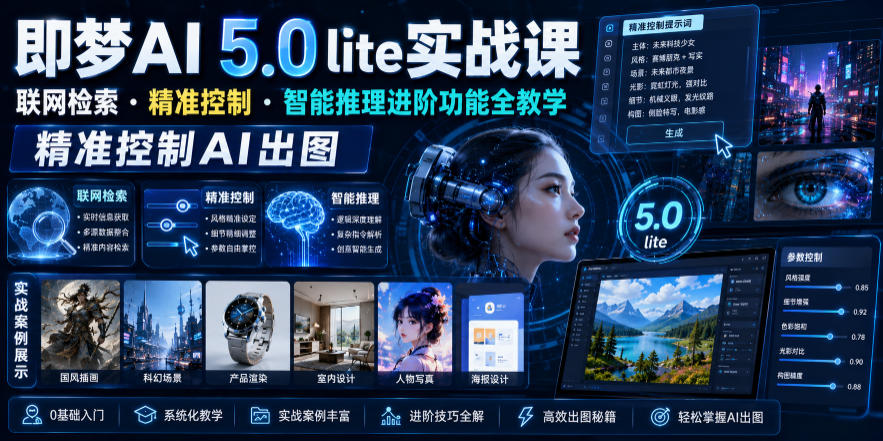 即梦AI 5.0 lite实战课,联网检索・精准控制・智能推理进阶功能全教学,精准控制AI出图-项目汇