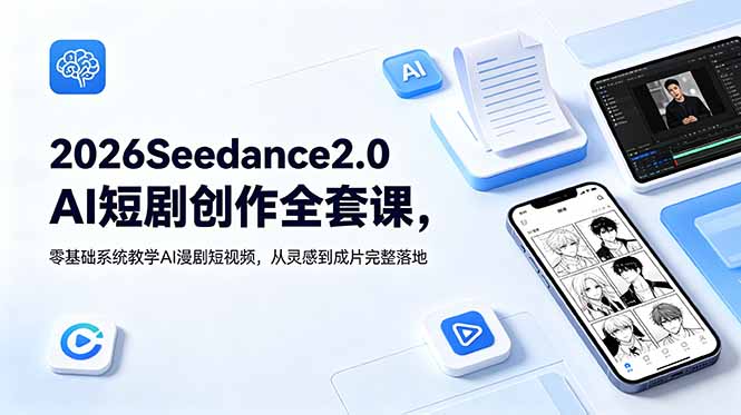2026Seedance2.0AI短剧创作全套课,零基础系统教学AI漫剧短视频,从灵感到成片完整落地-项目汇