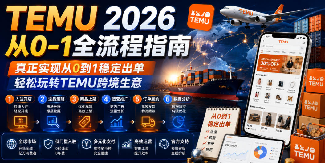 TEMU 2026从0-1全流程指南,真正实现从0到1稳定出单,轻松玩转TEMU跨境生意-项目汇