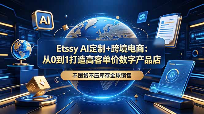 Etsy AI定制+跨境电商:从0到1打造高客单价数字产品店,不囤货不压库存全球销售-项目汇