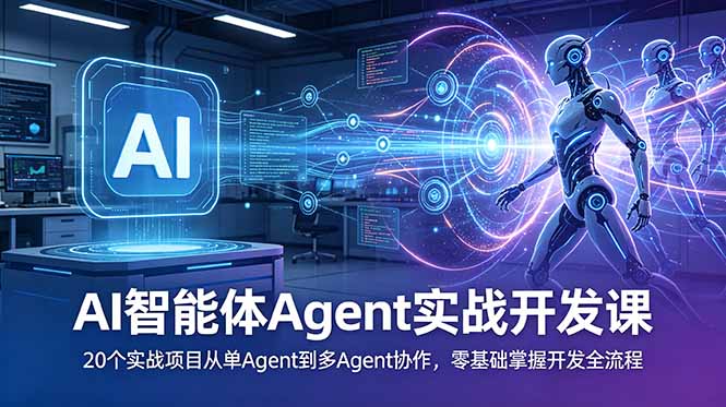 AI智能体Agent实战开发课:20个实战项目从单Agent到多Agent协作,零基础掌握开发全流程-项目汇