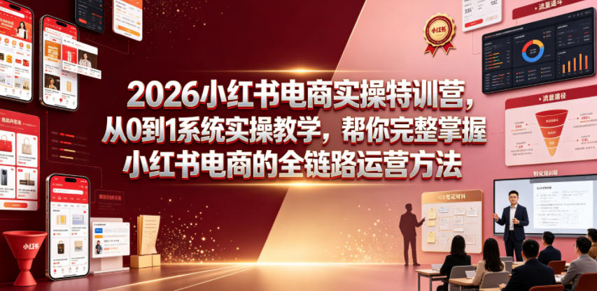 2026小红书电商实操特训营,从0到1系统实操教学,帮你完整掌握小红书电商的全链路运营方法-项目汇