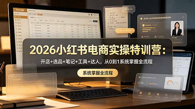 2026小红书电商实操特训营:开店+选品+笔记+工具+达人,从0到1系统掌握全流程-项目汇