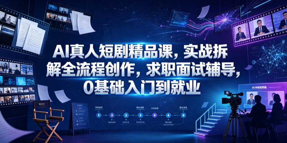AI真人短剧精品课,实战拆解全流程创作,求职面试辅导,0基础入门到就业-项目汇