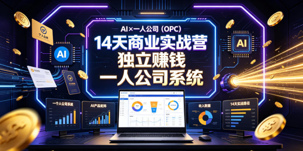 AI×一人公司(OPC)14天商业实战营,用AI帮你搭建一个属于你自己的、能独立賺钱的一人公司系统-项目汇