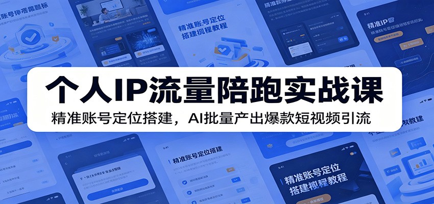 个人IP流量陪跑实战课:精准账号定位搭建,AI批量产出爆款短视频引流-项目汇