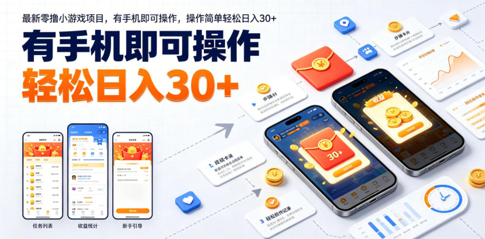 最新零撸小游戏项目,有手机即可操作,操作简单轻松日入30+-项目汇