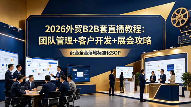 2026外贸B2B套直播教程:团队管理+客户开发+展会攻略,配套全套落地标准化SOP-项目汇