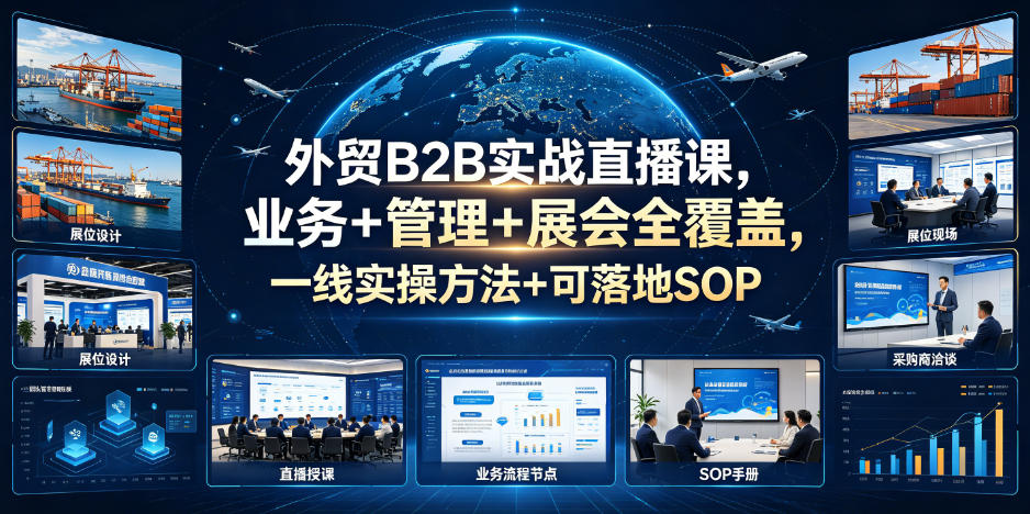 外贸B2B实战直播课,业务+管理+展会全覆盖,一线实操方法+可落地SOP-项目汇