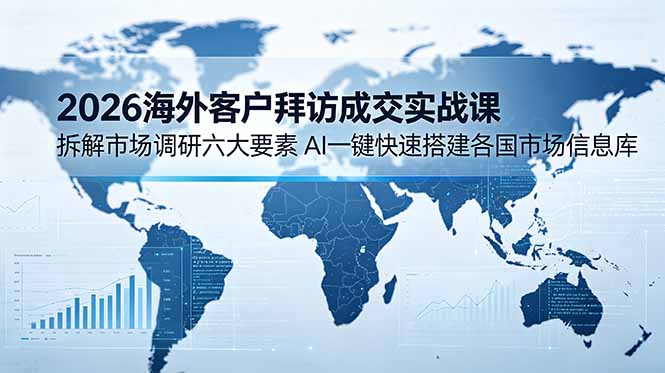2026海外客户拜访成交实战课:拆解市场调研六大要素,AI一键快速搭建各国市场信息库-项目汇