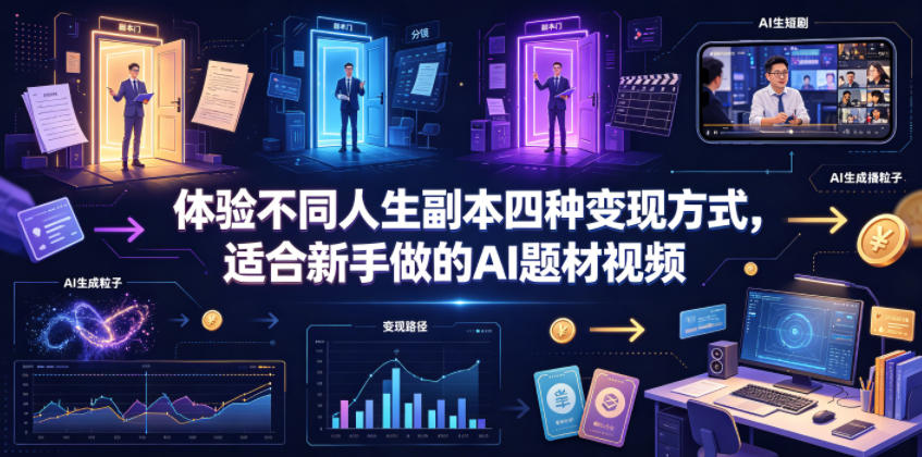 体验不同人生副本四种变现方式,适合新手做的AI题材视频-项目汇