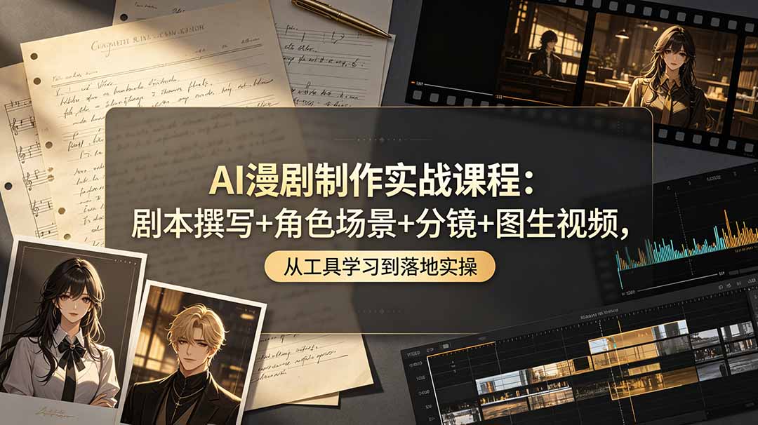 AI漫剧制作实战课程:剧本撰写+角色场景+分镜+图生视频,从工具学习到落地实操-项目汇
