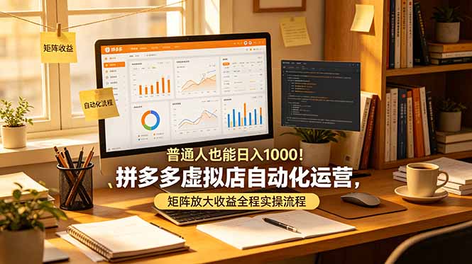 普通人也能日入 1000!拼多多虚拟店自动化运营,矩阵放大收益全程实操流程-项目汇