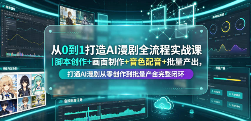 从0到1打造AI漫剧全流程实战课|脚本创作+画面制作+音色配音+批量产出,打通AI漫剧从零创作到批量量产完整闭环-项目汇