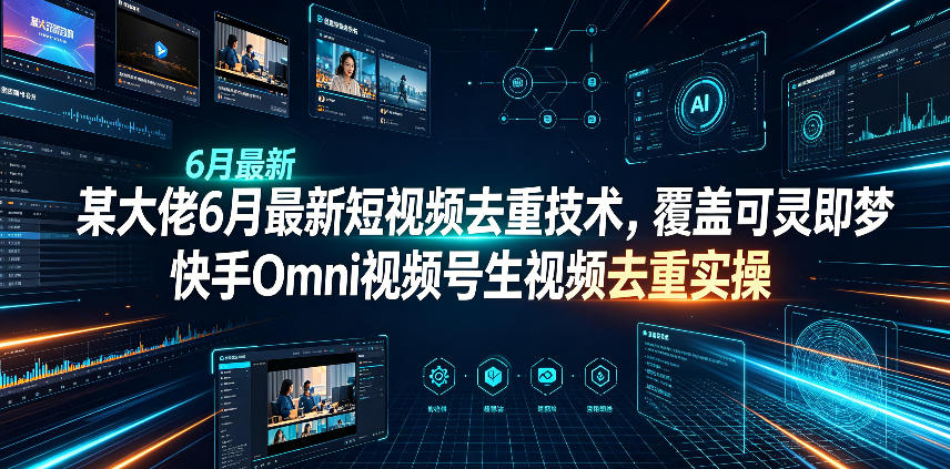 某大佬6月最新短视频去重技术，覆盖可灵即梦快手Omni视频号生视频去重实操-项目汇