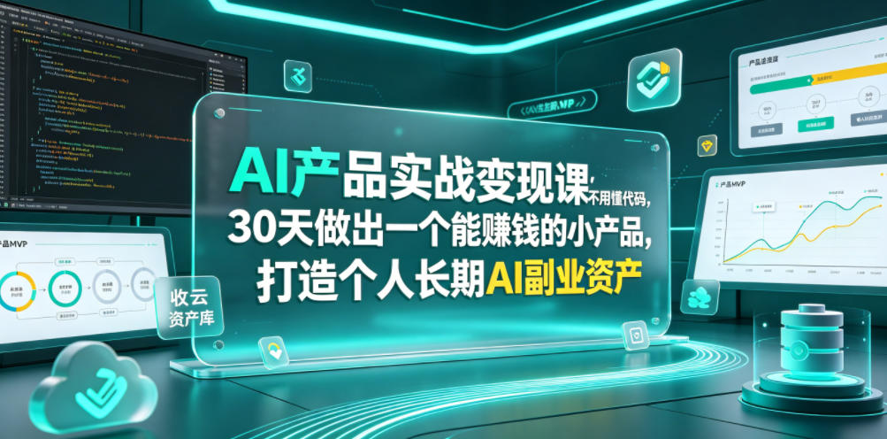 AI产品实战变现课，不用懂代码，30天做出一个能賺钱的小产品，打造个人长期AI副业资产-项目汇
