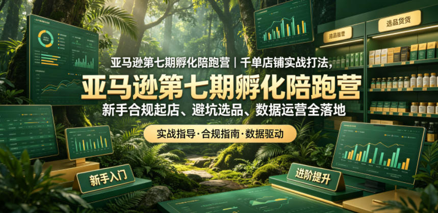 亚马逊第七期孵化陪跑营｜千单店铺实战打法，新手合规起店、避坑选品、数据运营全落地(更新0625)-项目汇