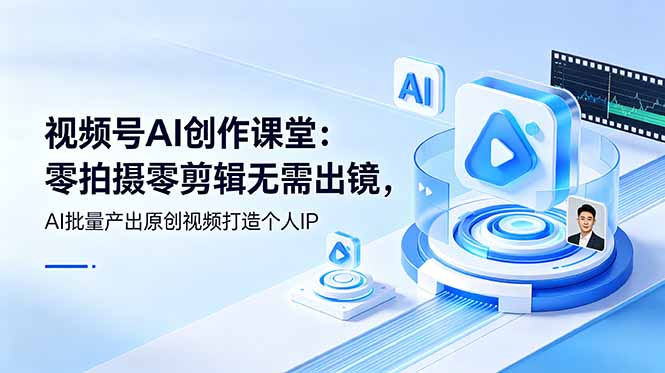 视频号AI创作课堂：零拍摄零剪辑无需出镜，AI批量产出原创视频打造个人IP-项目汇