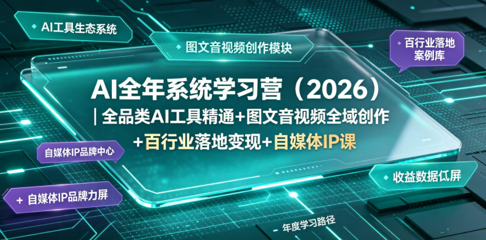AI全年系统学习营(2026)｜全品类AI工具精通+图文音视频全域创作+百行业落地变现+自媒体IP打造年度进阶大课-项目汇