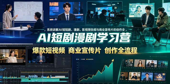 AI短剧漫剧学习营，系统讲解AI短剧、漫剧、影视预告片、爆款短视频与商业宣传片的创作全流程-项目汇