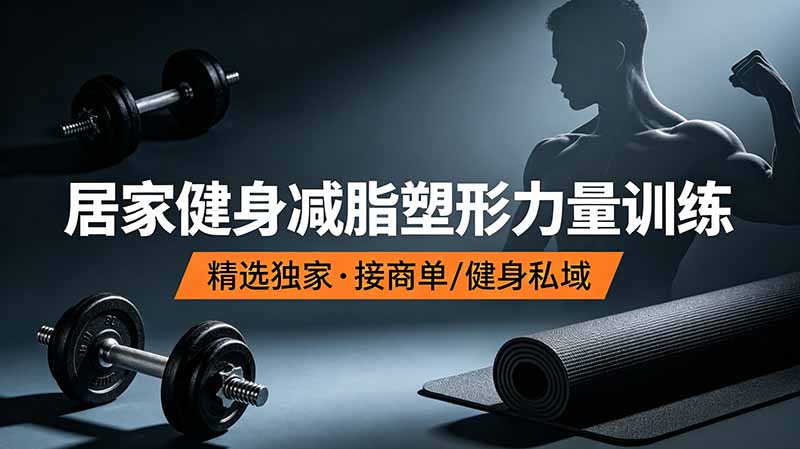 抖音健身热门短视频教学：居家健身减脂塑形力量训练，精选独家，接商单或者健身私域-项目汇