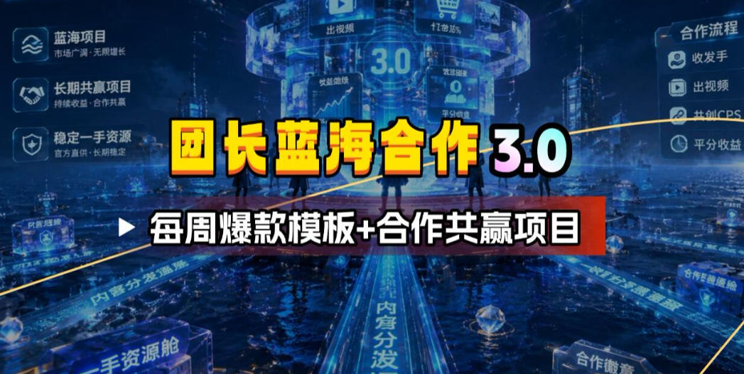 团长蓝海合作3.0，每周爆款模板+合作共赢项目-项目汇