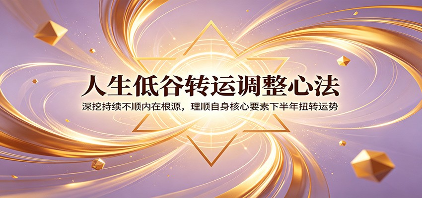 人生低谷转运调整心法：深挖持续不顺内在根源，理顺自身核心要素下半年扭转运势-项目汇
