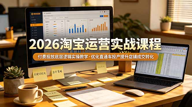 2026 淘宝运营实战课程，付费投放底层逻辑实操教学，优化直通车投产提升店铺成交转化-项目汇