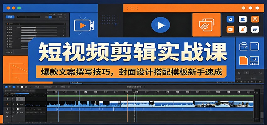 短视频剪辑实战课：爆款文案撰写技巧，封面设计搭配模板新手速成-项目汇